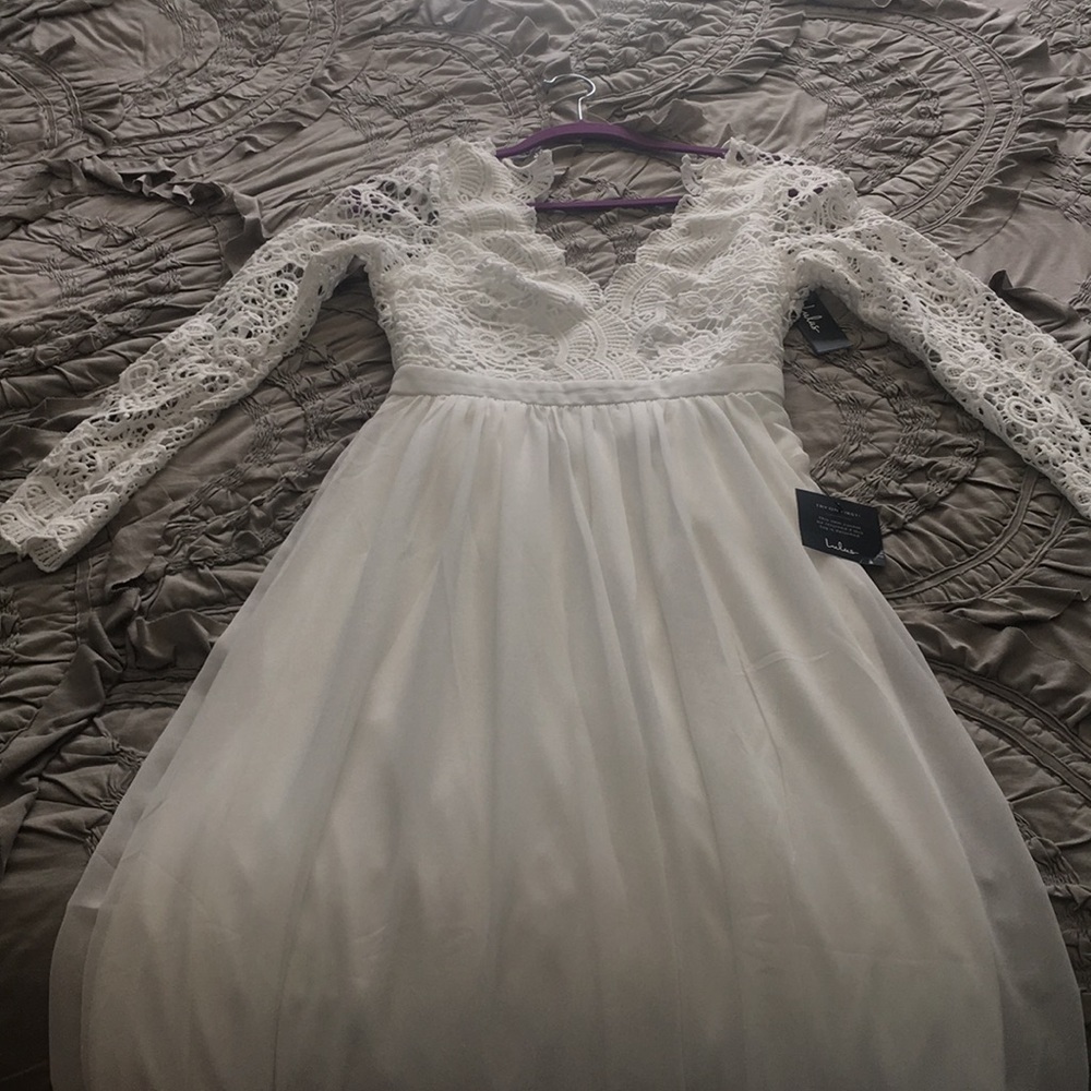 NWT Lulu’s Awaken My Love White Lace Dress XS